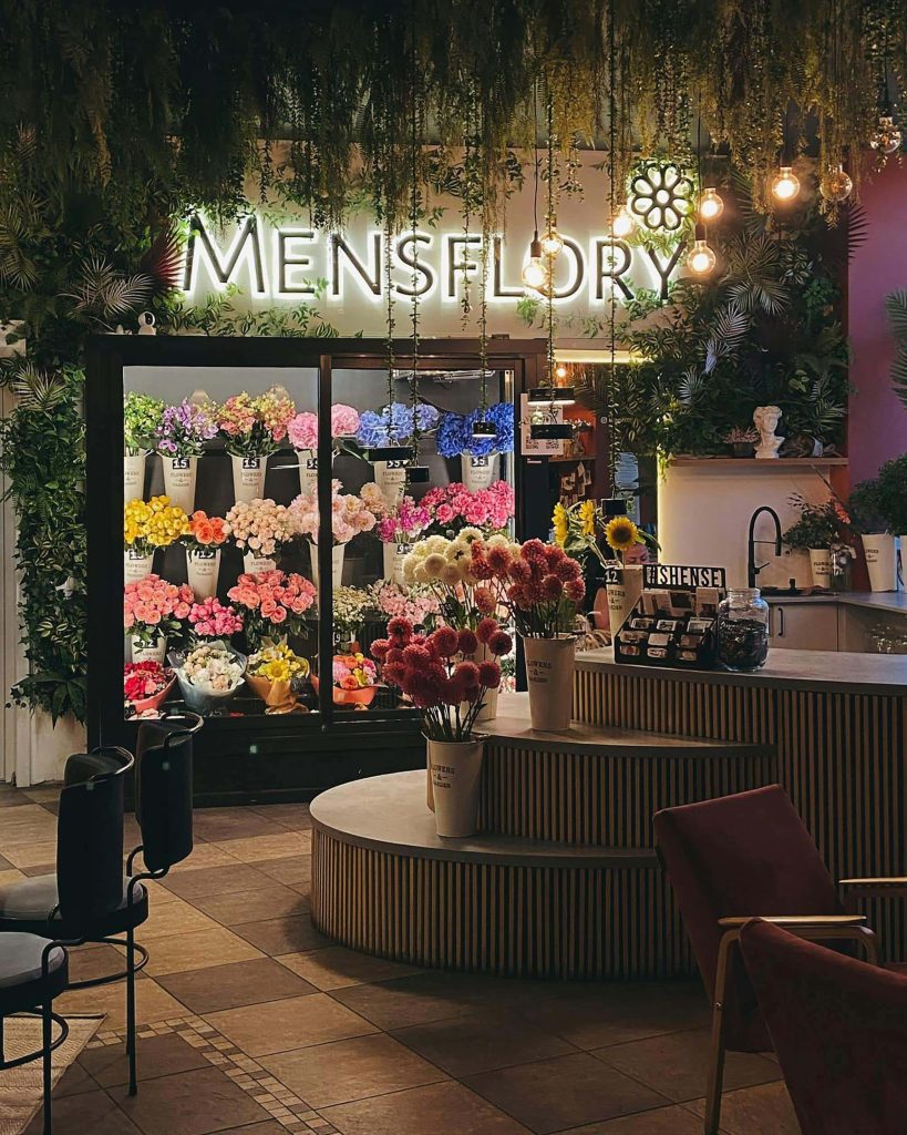 exterior of a floral shop with biophilic design